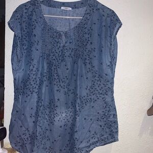 Liz Claiborne Blue Floral Blouse